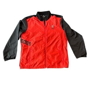 Adidas Golf Jacket Mens XL Red Full Zip Three Stripe Casual Thirsty Boy